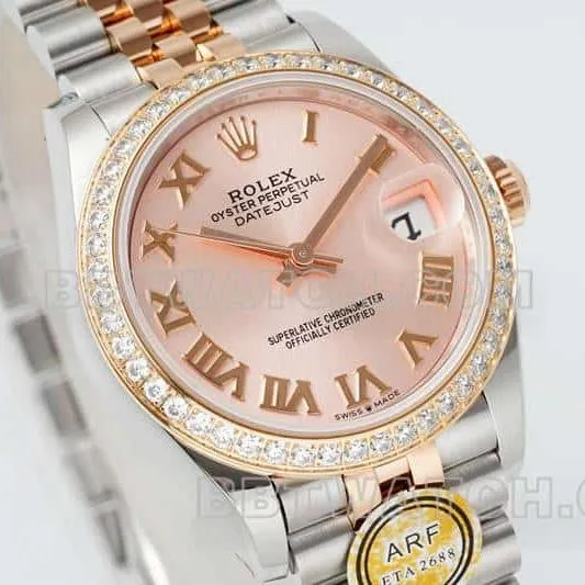 ARF FactoryRolex log top-tier replicarose gold disk diamond bezel31mm intergold five-lattice chain link 278381side live photo