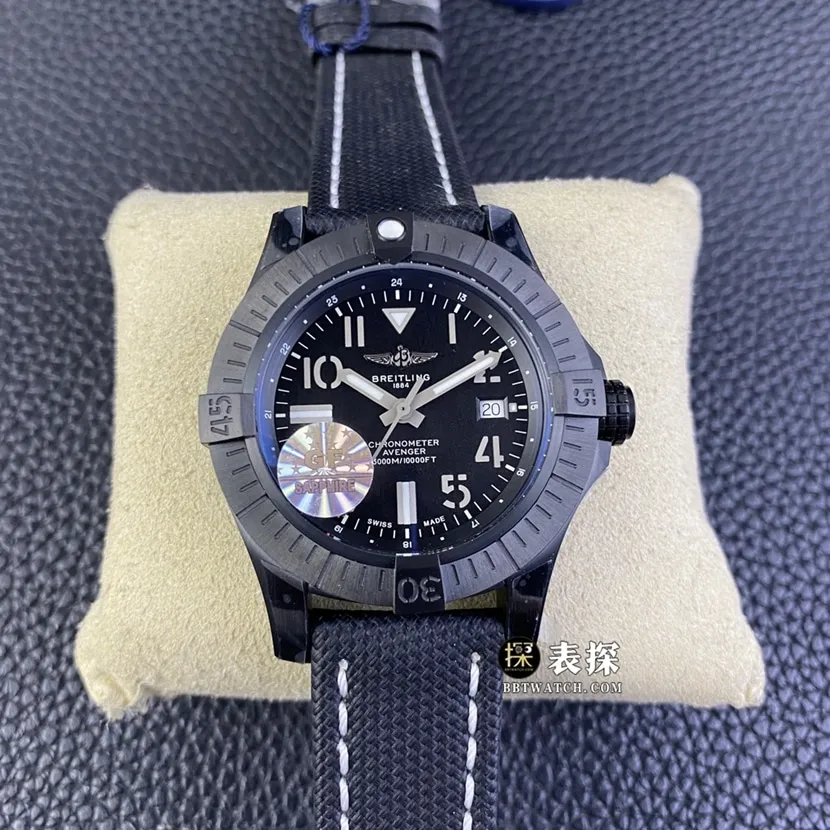 GF FactoryBreitling Avengers watch men's black dialleather strap model pictures and prices side live photo