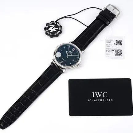 ZF Factorytop-tier watch IWC blue dial black belt automatic movementleather strap strongest Portofino series watch side view