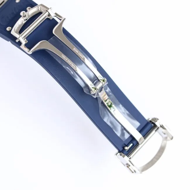 Front view of the new GF Santos rubber strap men's watch from the famous high-quality Cartier