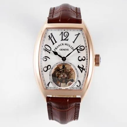 ABF factory Frank Muller top-tier watch manual winding mechanical men's white dial brown belt movement picture