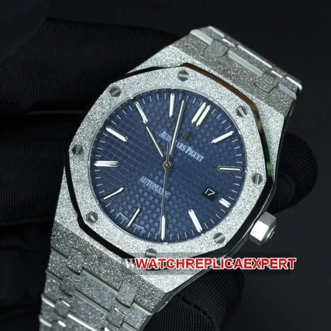 Audemars Piguet Watch Men's Blue Dial Steel Band Royal Oak Series Automatic Mechanical Buckle Picture