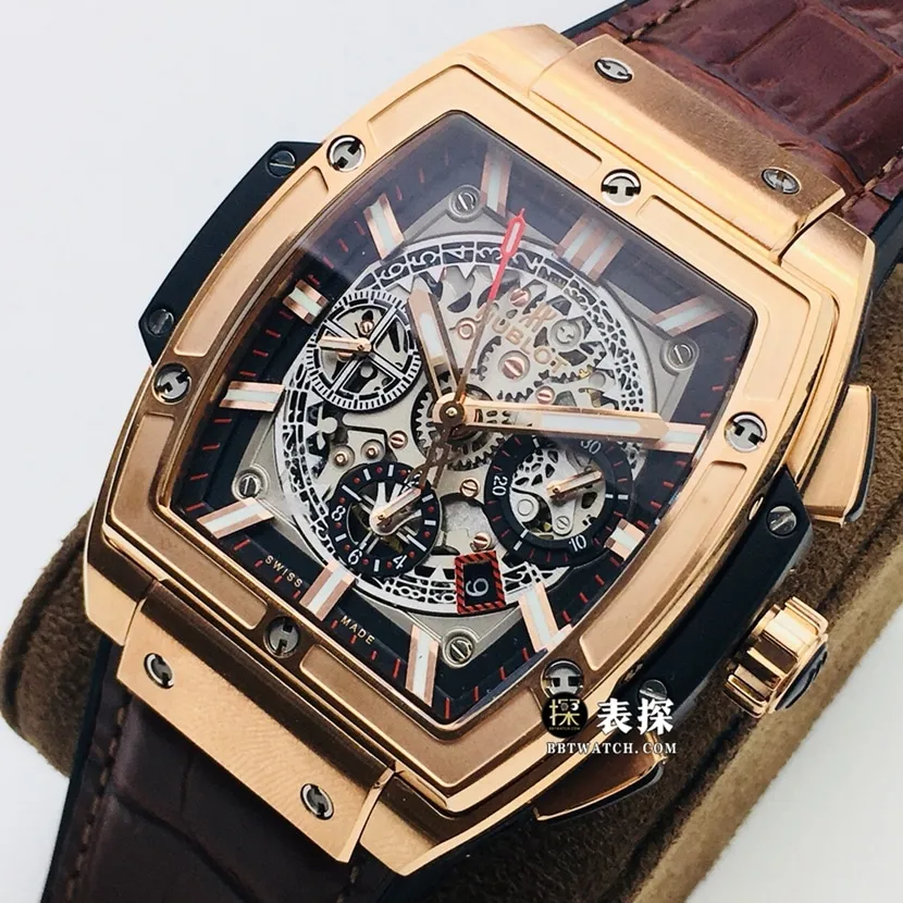 AB Big Bang Hublot1:1replica watch hollow disc leather strap model 641.OX.0183.LRbracelet picture