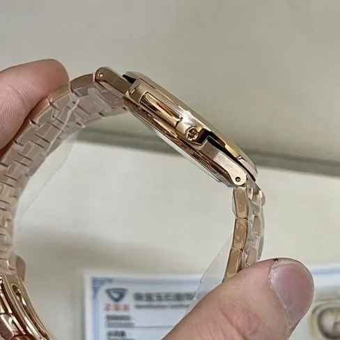 3K Factorytop-tier replicaPatek Philippe super a watch men's gold plate gold band 18Krose gold South African real diamond mechanical watch side view