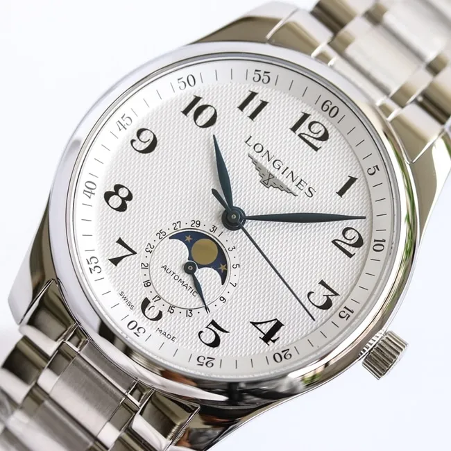 GF Factory Top collectible watches Longines Men's White Plate Steel Strap Masterpiece Series Moon Phase 42mm Mechanical Watch Movement Diagram
