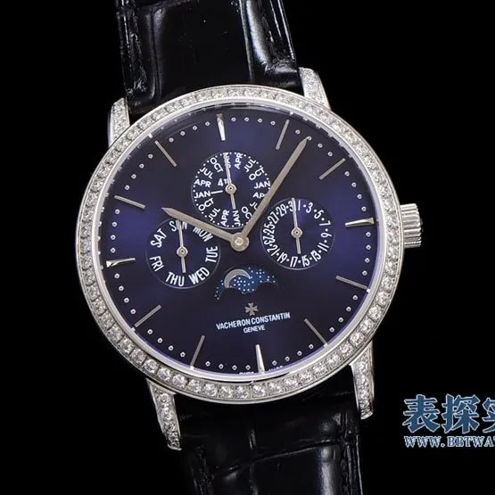 top-tier replicaVacheron Constantin heritage series blue dial perpetual calendar men's mechanical watch clasp