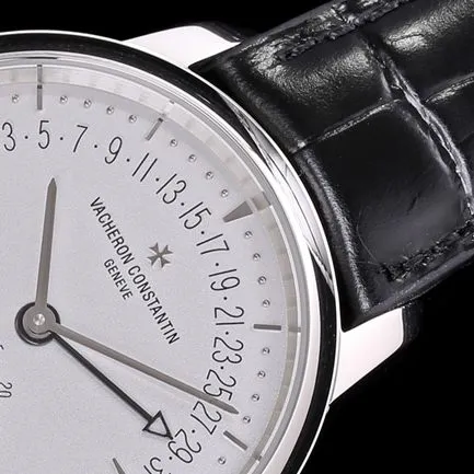 top-tier replicaVacheron Constantin men's white dial black belt heritage series fully automatic movementleather strap watch front view