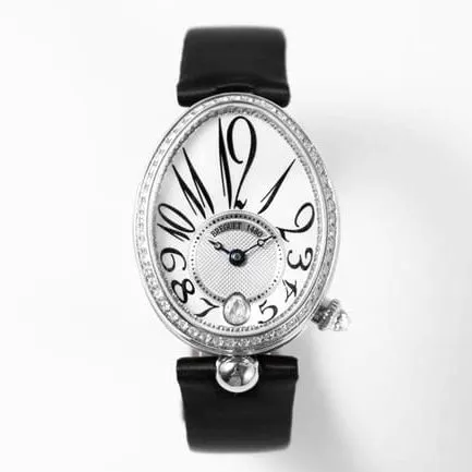 ZF Factory Breguet top-tier watch women's white dial black belt Naples Queen leather strap watch movement picture