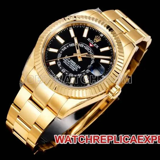 AR+ factory 1:1replica watch Rolex pilot black dial mechanical yellow gold steel braceletcaseback live photo