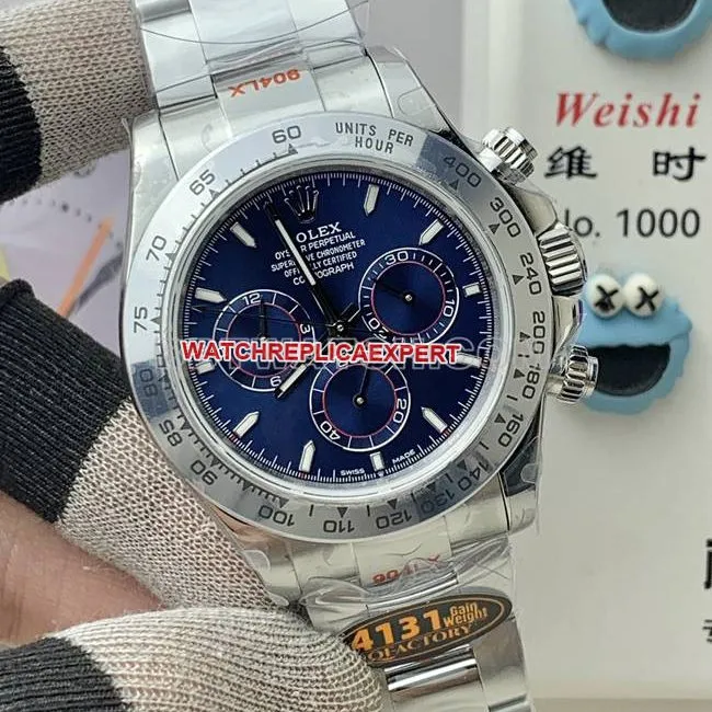 QF factory collectible watch DaytonaRolexblue dialyellow gold4131 mechanical front live photo