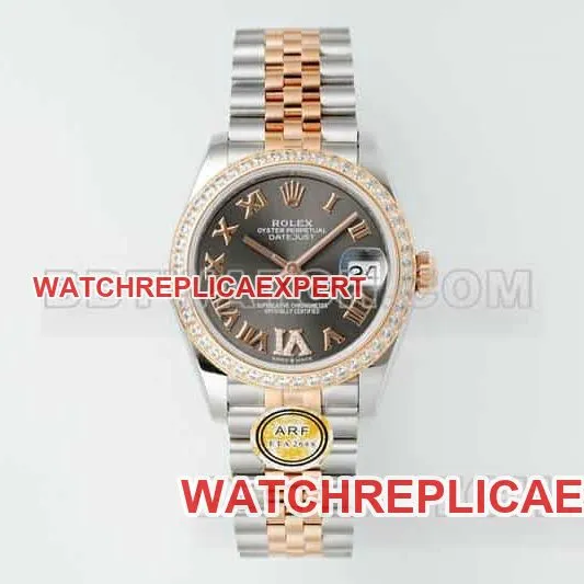ARF FactoryRolex log top-tier dark gray plate diamond bezel31mm intergold five-lattice chain link 278381caseback live photo