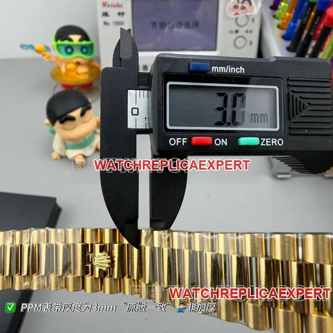 top-tier watch PPM factory RolexDay-Date mechanical black dialyellow goldcaseback live photo