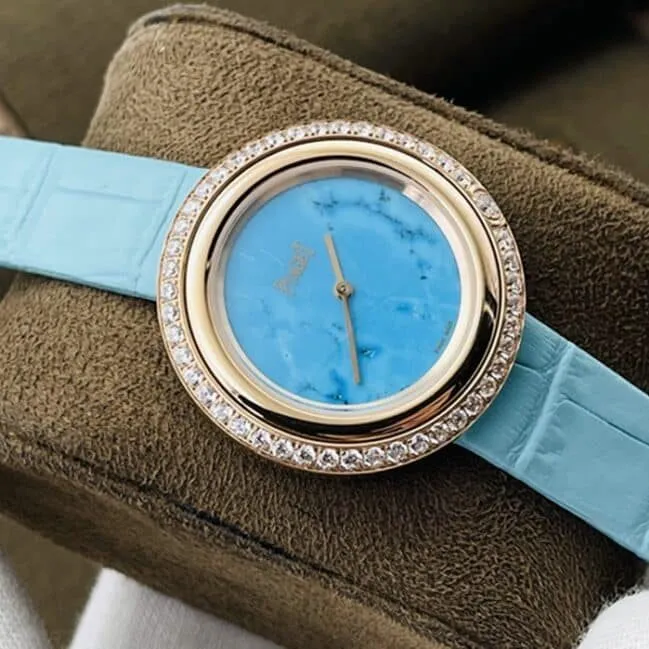 Top-tier watch Countess blue dial blue belt time series watch back cover picture