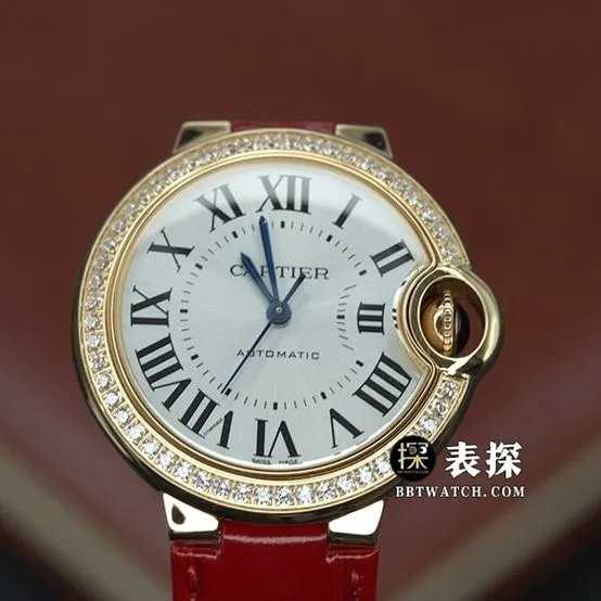 K3 blue balloon Cartier1:1replica watch silver gray plate rose gold diamond leather strap model WJBB0033 overall live photos