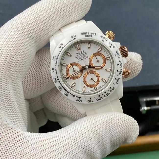 Rolextop-tier watch Daytona automatic movement men's white dialrubber strap watch clasp picture