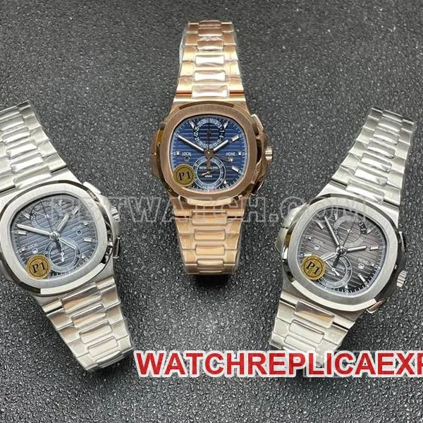 Patek Philippe Top collectible watches Sport Elegant Blue Plate Mechanical Steel Strap Models 5990 Front Actual Photos