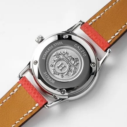 Top-tier Hermès Slim d’Hermes women’s white dial red band quartz watch back cover picture