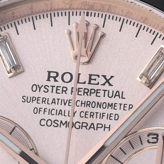 Factory C DaytonaRolex1:1replica watch sunlit gold plate rose gold rubber model m116515ln-0061clasplive photos