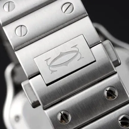 Cartiertop-tiersuper watch Santos series ladies steel braceletwhite dial watch back cover picture