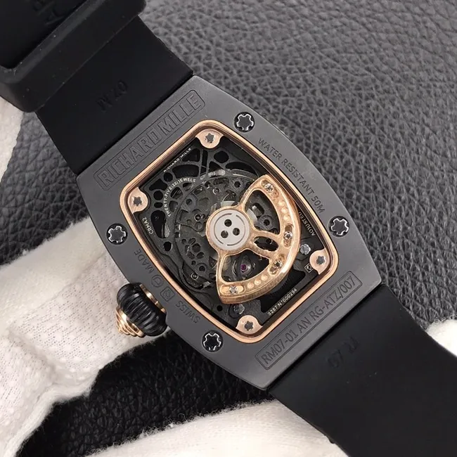 Richard Milletop-tier watch ladies black dial black rubber strapbon bon series mechanical watch clasp picture