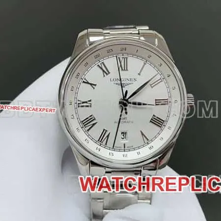 TW factory Longines watchmaking tradition super clonesilver dial black time scale steel bracelet model front live photo
