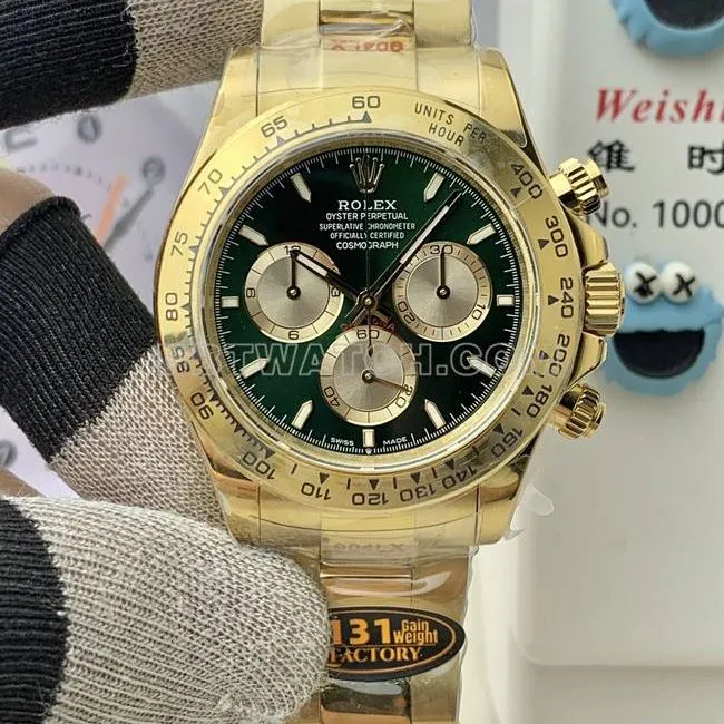 watch QF factory DaytonaRolexgreen dialyellow gold4131 mechanical weight live photos