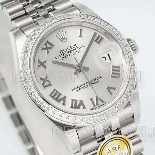 ARF FactoryRolex log top-tier 1:1super silver gray plate Roman numerals 31mm five grid link 278384side live photo