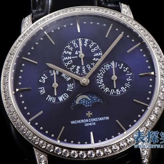 top-tier replicaVacheron Constantin heritage series blue dial perpetual calendar men's mechanical watch clasp