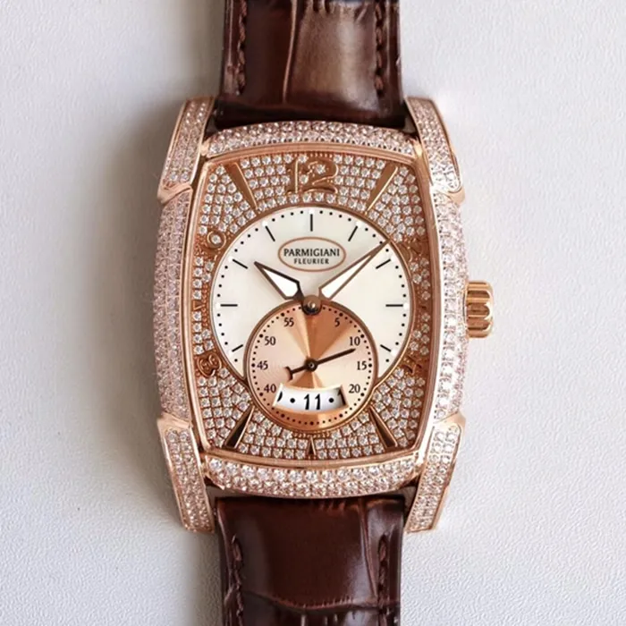 Top-tier watch Parmigiani Fleurier men's gold plate KALPA series fully automatic movementleather strap watch side view