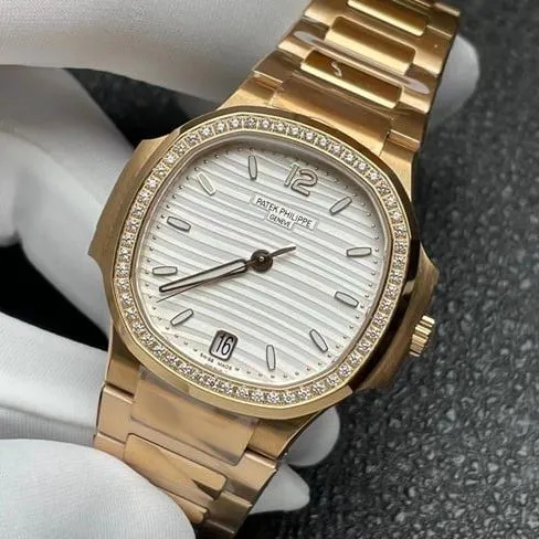 3K Factorytop-tier watch Patek Philippe women's white dialsteel braceletNautilus series automatic movement watch clasp picture