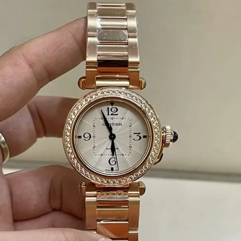 top-tier watch Cartier women's white dialsteel bracelet key series 18krose gold watch clasp picture