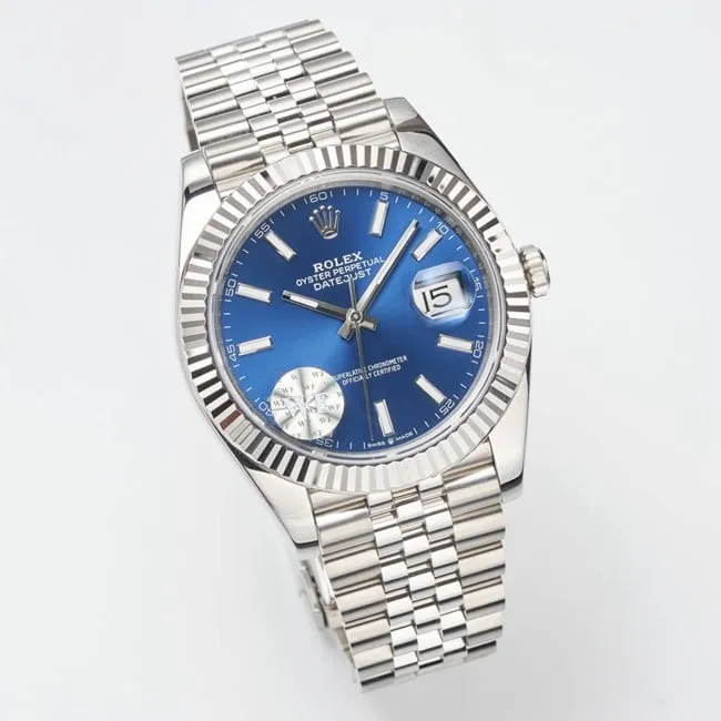 WF factory top-tier watch Rolex41mm log series blue dialsteel bracelet watch clasp picture
