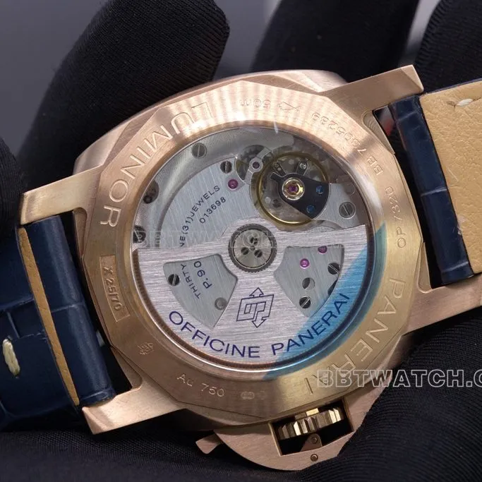 VS FactoryPAM01114Panerai1:1replica watch rose goldblue dialclasp picture