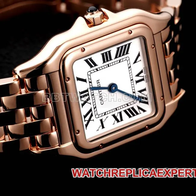 watch BBa factory cheetah Cartierwhite dialrose goldsteel braceletquartzcaseback live photo