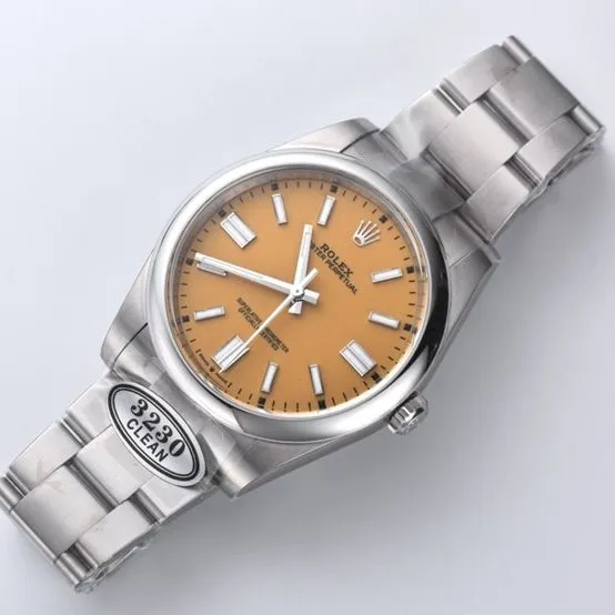 C Factory Oyster Perpetual Rolex1:1replica watch yellow plate steel bracelet model m124300-0004clasplive photos