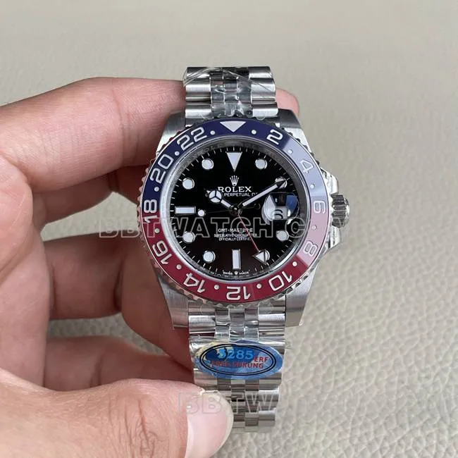 top-tier watch ERF factory GMT-MasterRolexblack dial red and blue circle 3285 mechanical braceletlive photos