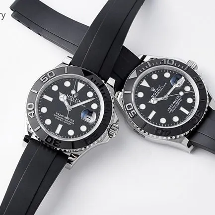 top-tier replicaRolex men's black dialrubber strap yacht-master series mechanical watch movement picture