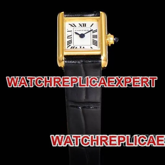 Cartier watch F1 factory tank white dialyellow gold case leather strap model clasplive photos