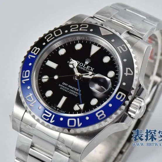 C factory Rolex men's GMT-Mastertop-tier 1:1super watch black dial Inter Milan steel bracelet model m126710blnr-0003 size chart