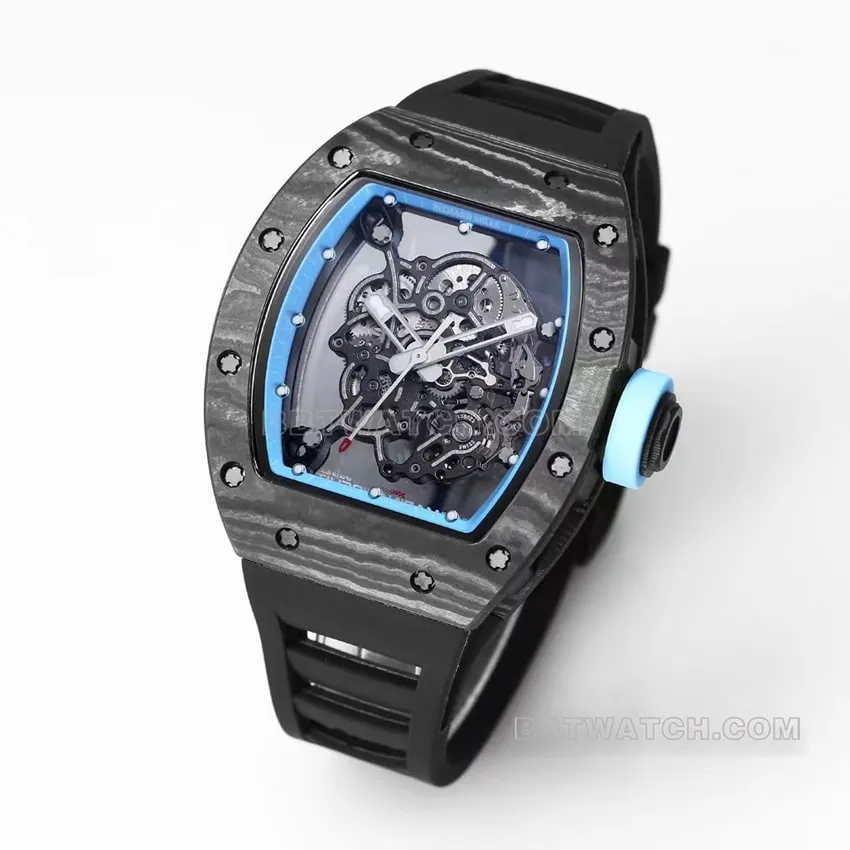 BBR factory Richard Mille men's hollow plate blue inner ring RM055 carbon fiber front live photo
