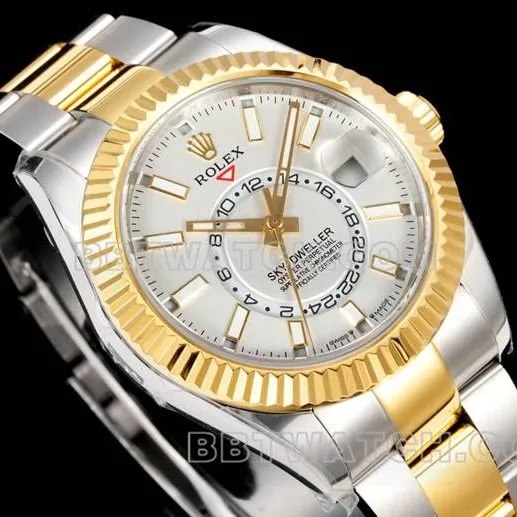 top-tier watch Navigator AR+ factory Rolexwhite dial mechanical room gold steel bracelet weight live photos