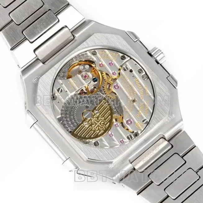 Patek Philippe1:1replica watch 3k factory 45mm black white dial240psmovementsteel bracelet model 5822caseback live photo