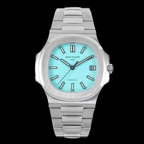 top-tier watch Patek Philippe limited edition Nautilus5711 Tiffany white steel blue bottom Nautilus men's mechanical watch detail shots