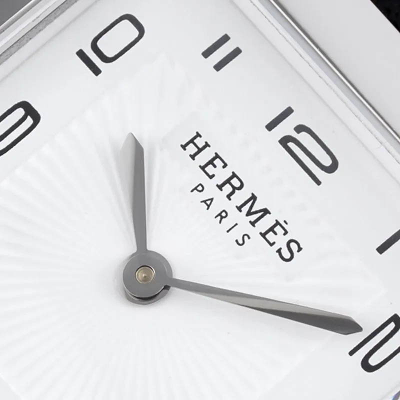 Hermès top-tiersuper cloneladies' watchHeureH series ladies quartz square fashion watch black leather white dialclasp picture