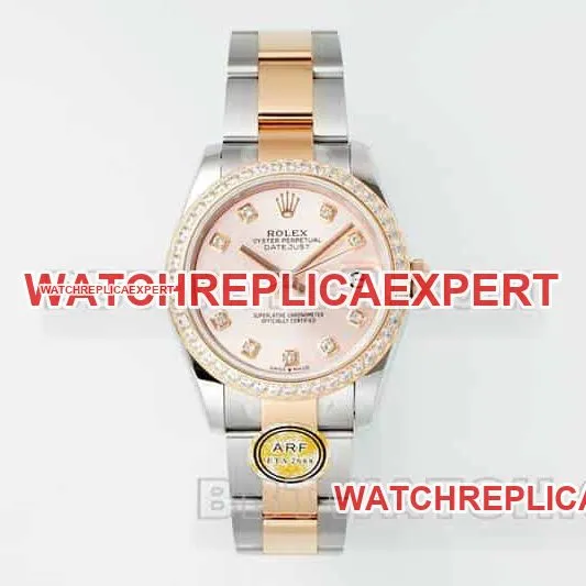 ARF FactoryRolex log super clonerose gold disc diamond bezel31mm gold three grid link 278381caseback live photo