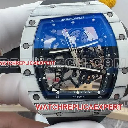 Richard Mille collectible watch R factory hollow plate white case black rubber model RM061front live photo