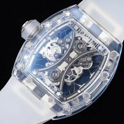 Top-tier Richard Mille white dial shock release. RM 053-02 Polo Tourbillon latest masterpiece, the hottest tourbillon watch, side view.