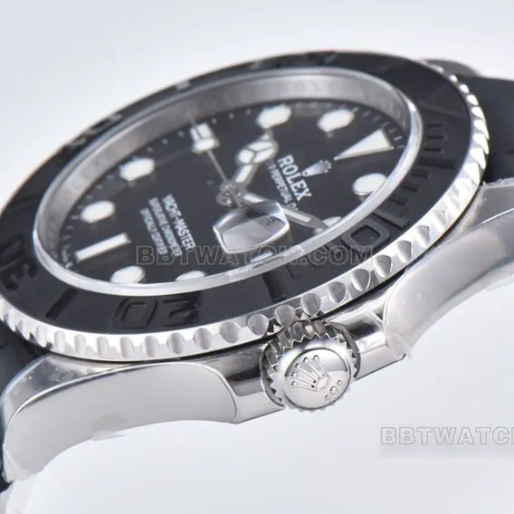 C factory Rolex Yacht-Master top black dial rubber strap real shot photos