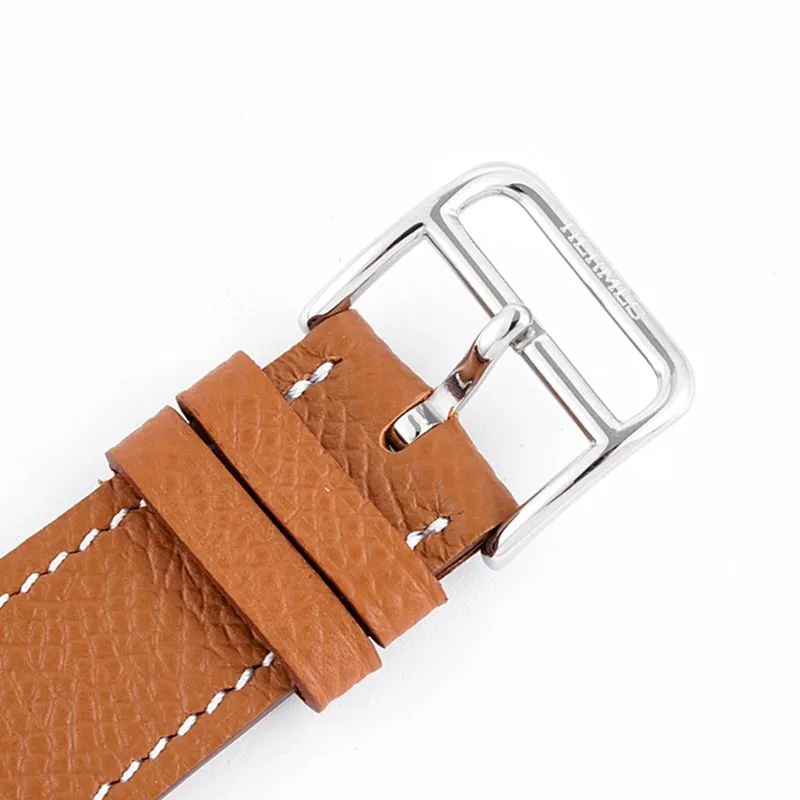 Fine imitation Hermes women's watches top quality HeureH series quartz square fashion watches brown strap white disk back cover figure