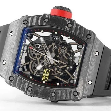ZF FactoryRichard Milletop-tier watch automatic movement men's black dial black rubber strap watch front view